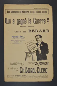 Charles-Louis Pothier ; Charles Borel-Clerc ; Adolphe Bérard chanson petit format 1919 1966.121.185 Photo Mucem