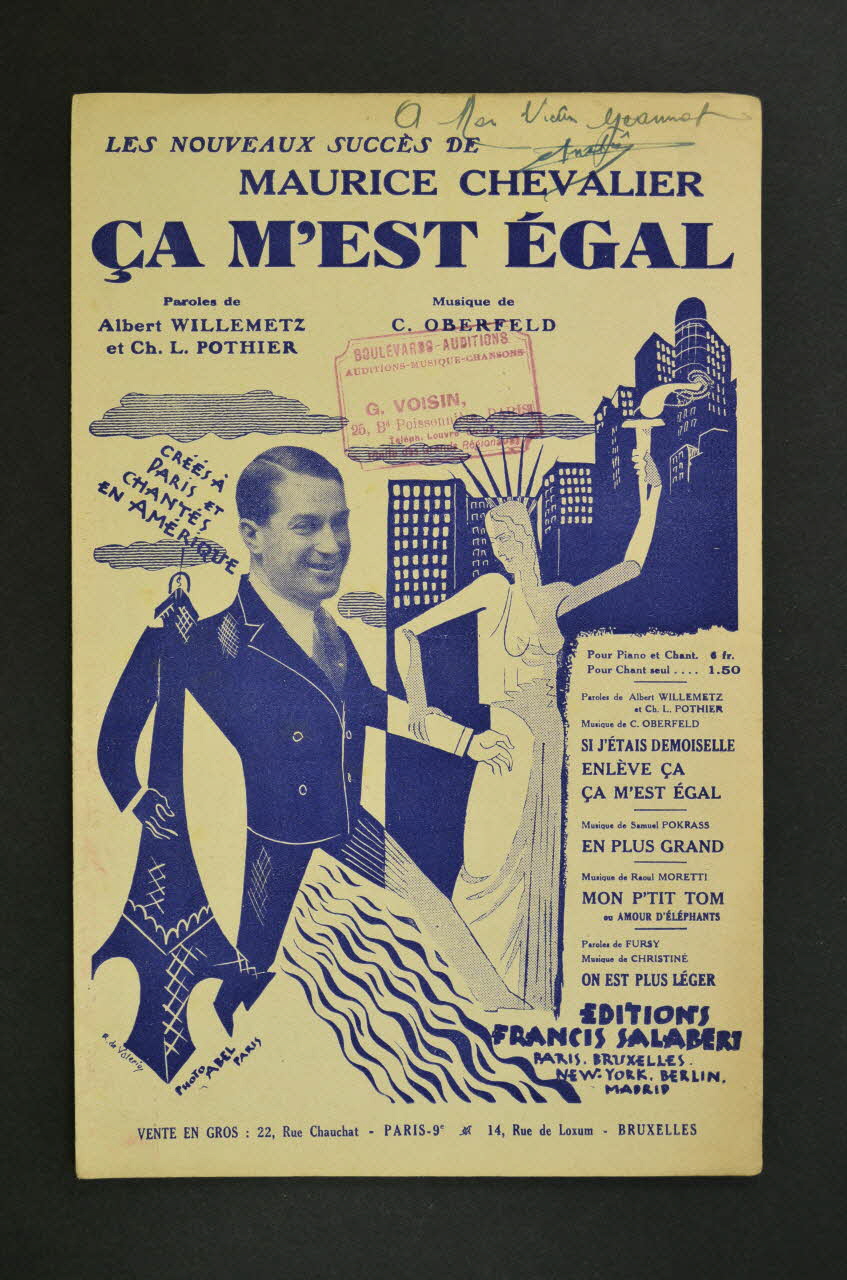 Charles-Louis Pothier ; C. Oberfeld ; Albert Willemetz ; Francis F. Salabert chanson petit format 1928 1966.121.188 Photo Mucem