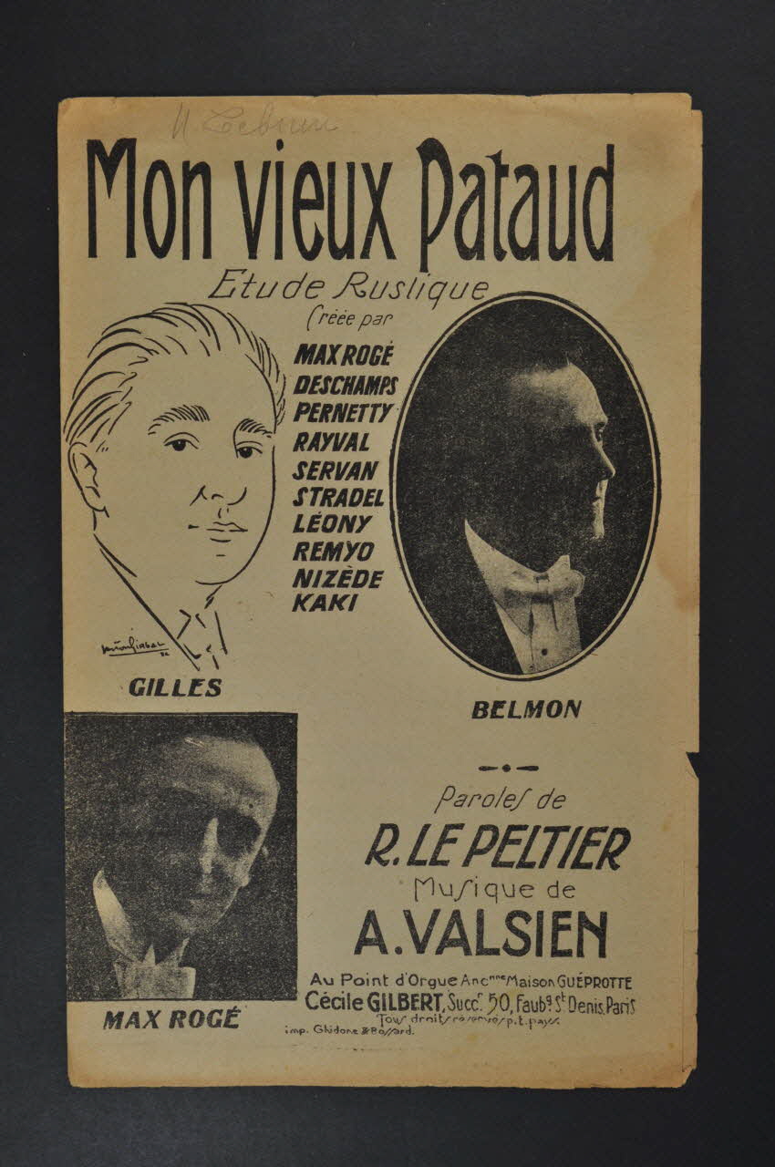 Raoul Le Peltier ; Albert Valsien ; Emile Guéprotte chanson petit format 1942 1966.121.190 Photo Mucem