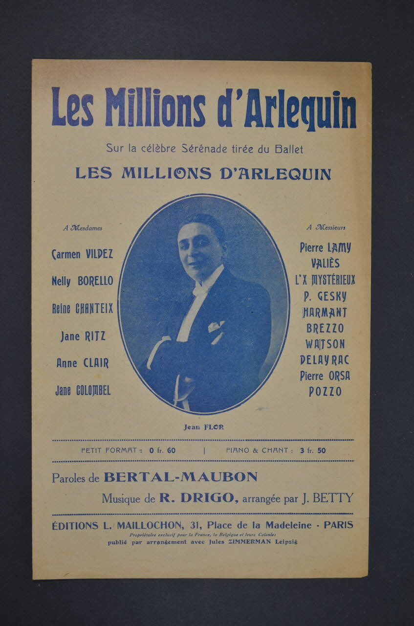 Richard Drigo ; J. Betty ; Marcel Bertal ; Louis Maubon ; Jean Flor ; L. Maillochon chanson petit format 1921 1965.134.4 Photo Mucem