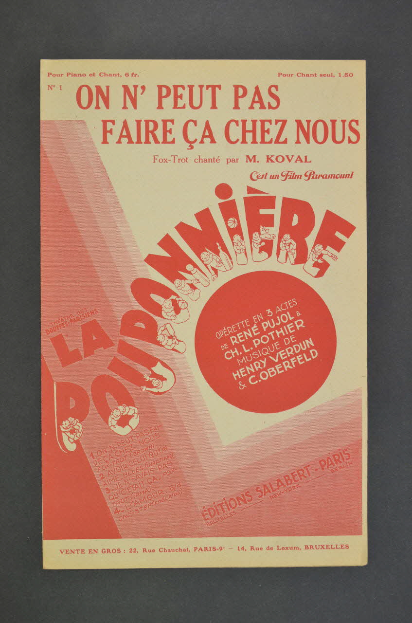Henri Verdun ; C. Oberfeld ; René Pujol ; Charles-Louis Pothier ; Salabert chanson petit format 1932 1966.121.206 Photo Mucem