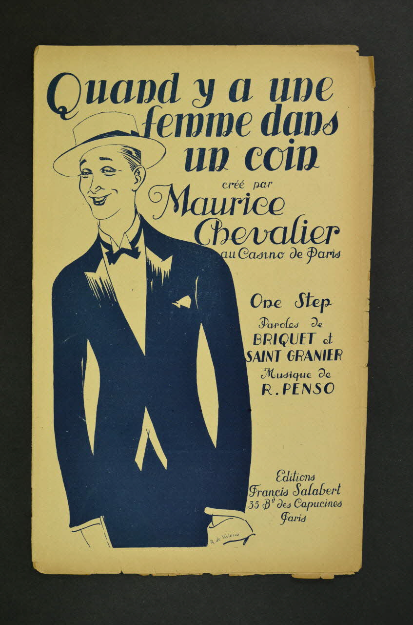 Charles Saint-Granier ; Paul Briquet ; R. Penso ; Maurice Chevalier chanson petit format 1919 1965.134.54 Photo Mucem