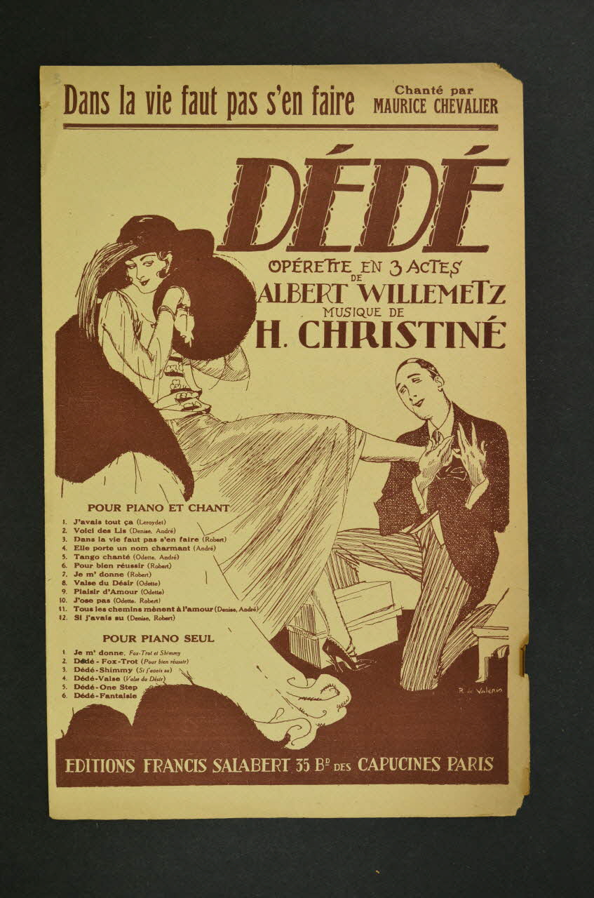 Henri Christiné ; Albert Willemetz ; Maurice Chevalier chanson petit format 1921 1965.134.58 Photo Mucem