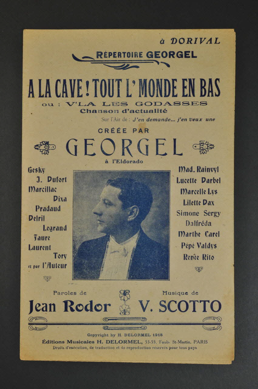 Jean Rodor ; Vincent Scotto ; Georgel ; H. Delormel chanson petit format 1918 1966.121.218 Photo Mucem