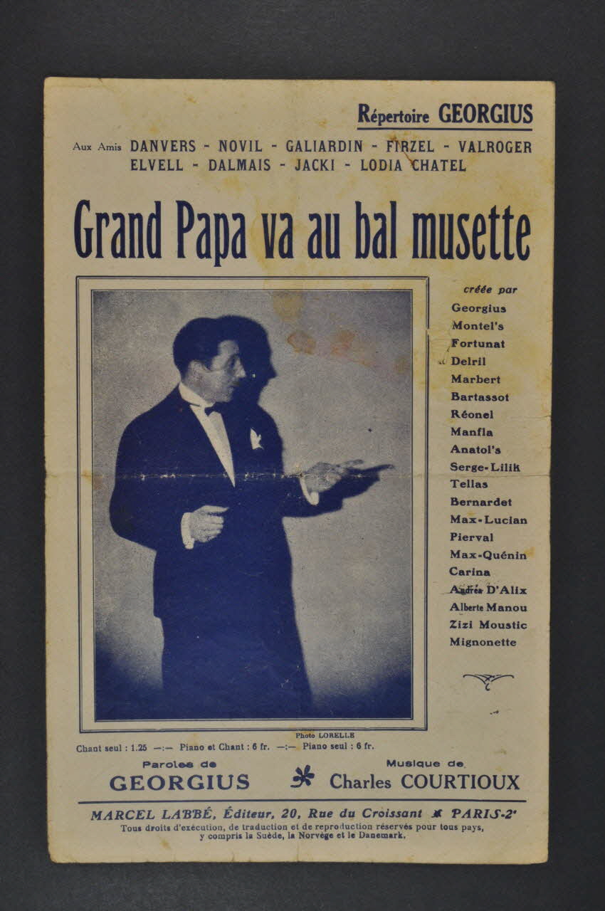 Georgius ; Charles Courtioux ; Labbé chanson petit format 1930 1966.121.22 Photo Mucem