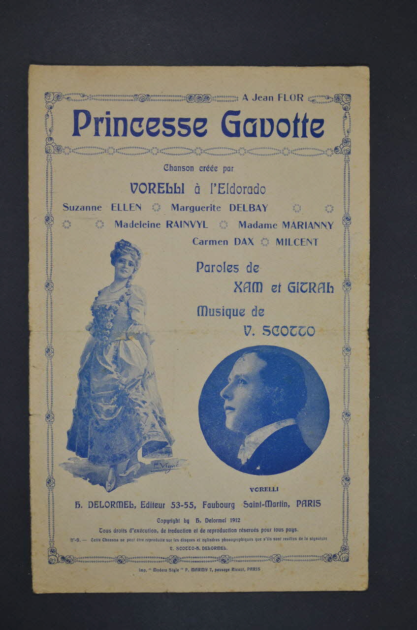 Xam ; Vincent Scotto ; Gitral ; Georges Vorelli chanson petit format 1912 1965.135.10 Photo Mucem