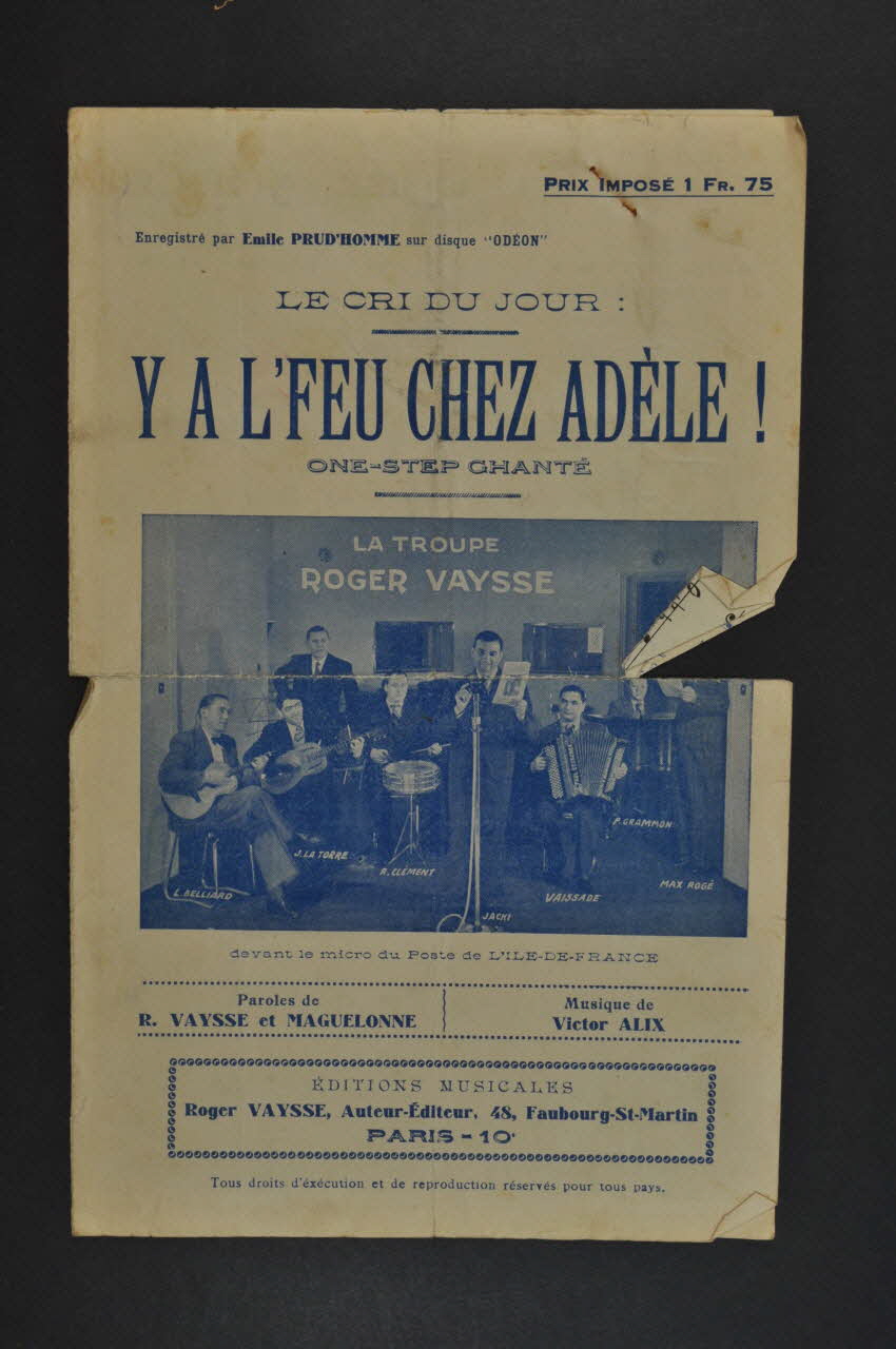 Roger Vaysse ; Victor Alix ; Maguelonne ; Editions Musicales R. Vaysse; chanson petit format 1934 1966.121.244 Photo Mucem