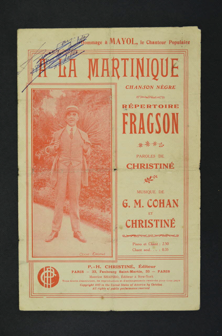 G-M. Cohan ; Henri Christiné ; Harry Fragson ; Christiné; chanson petit format 1912 1965.135.9 Photo Mucem