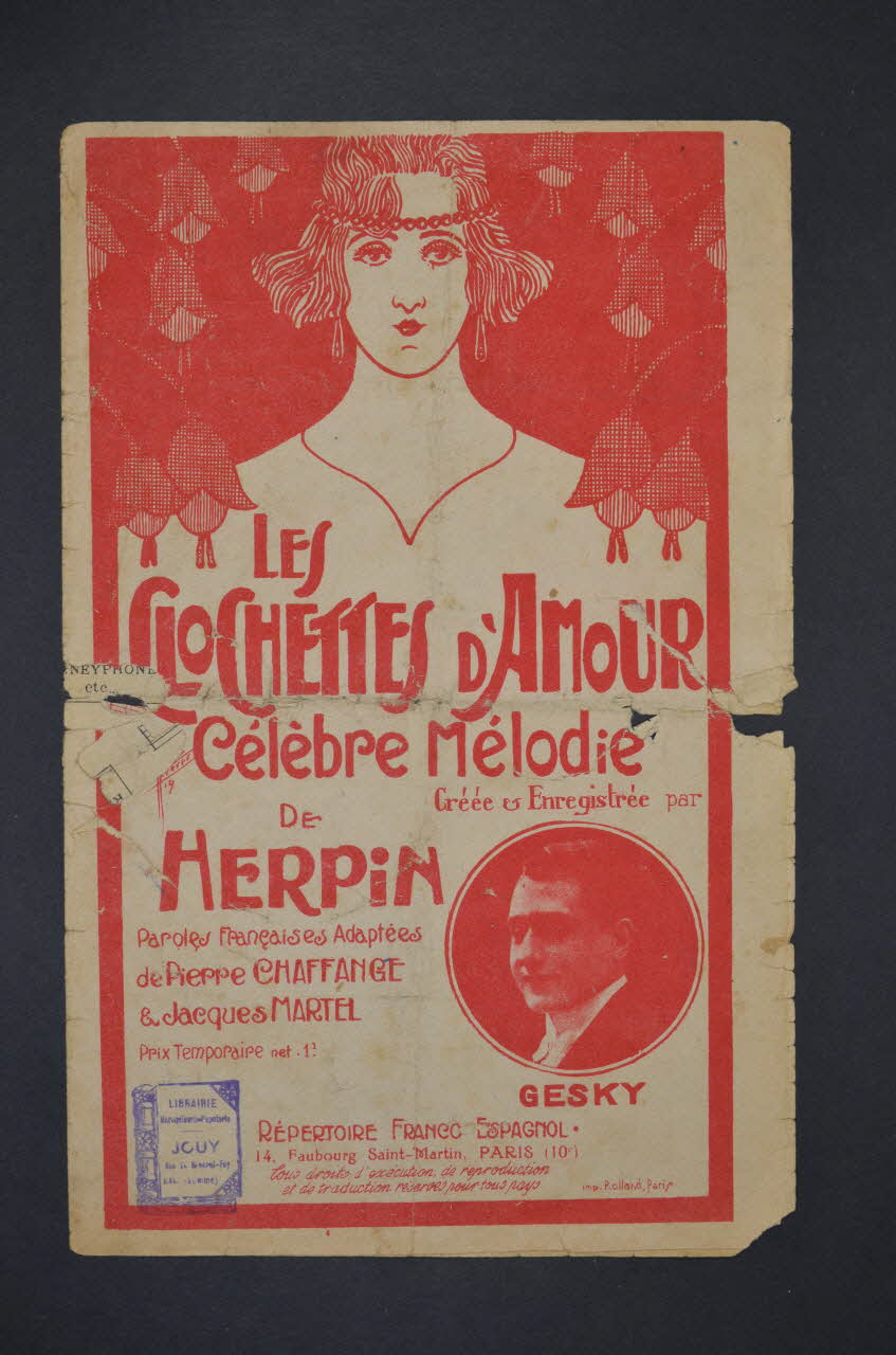 Pierre Chaffange ; V. Herpin ; Jacques Martel ; Paul Gesky ; Répertoire Franco-Espagnol; chanson petit format 1921 1965.136.100 Photo Mucem