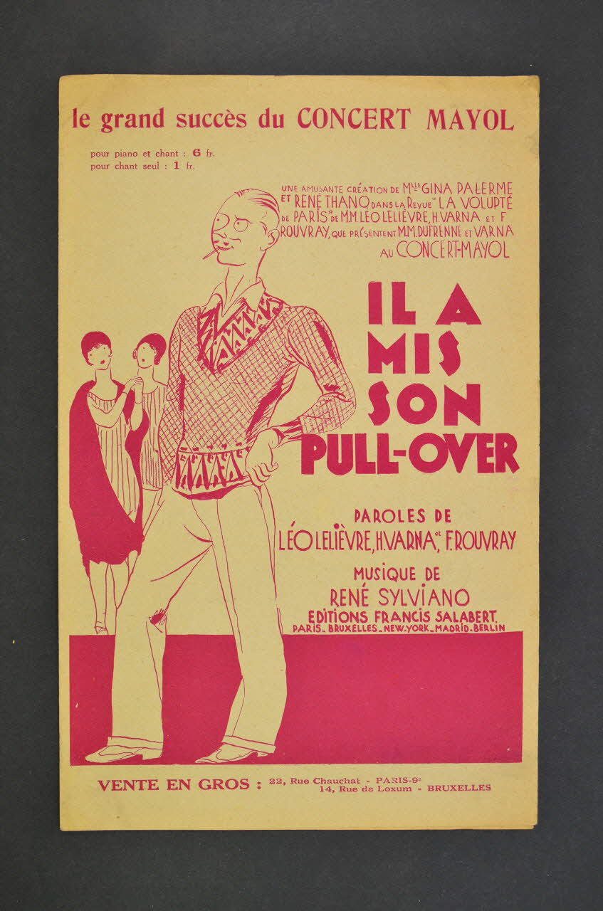 Léo Fils Lelièvre ; René Sylviano ; Fernand Rouvray ; Henri Varna ; Salabert chanson petit format 1928 1966.121.251 Photo Mucem