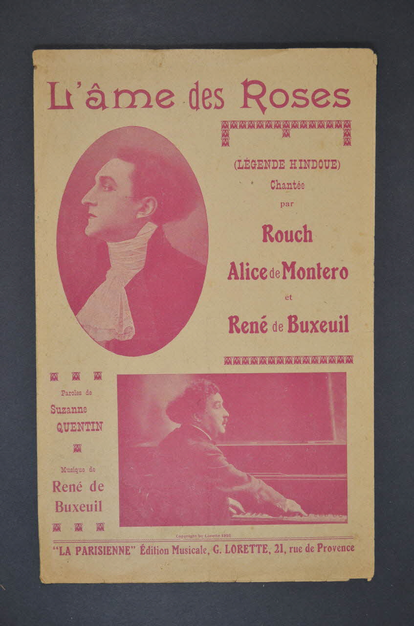 Suzanne Quentin ; René De Buxeuil ; Rouch ; Alice De Montero ; G. Lorette chanson petit format 1924 1965.136.12 Photo Mucem