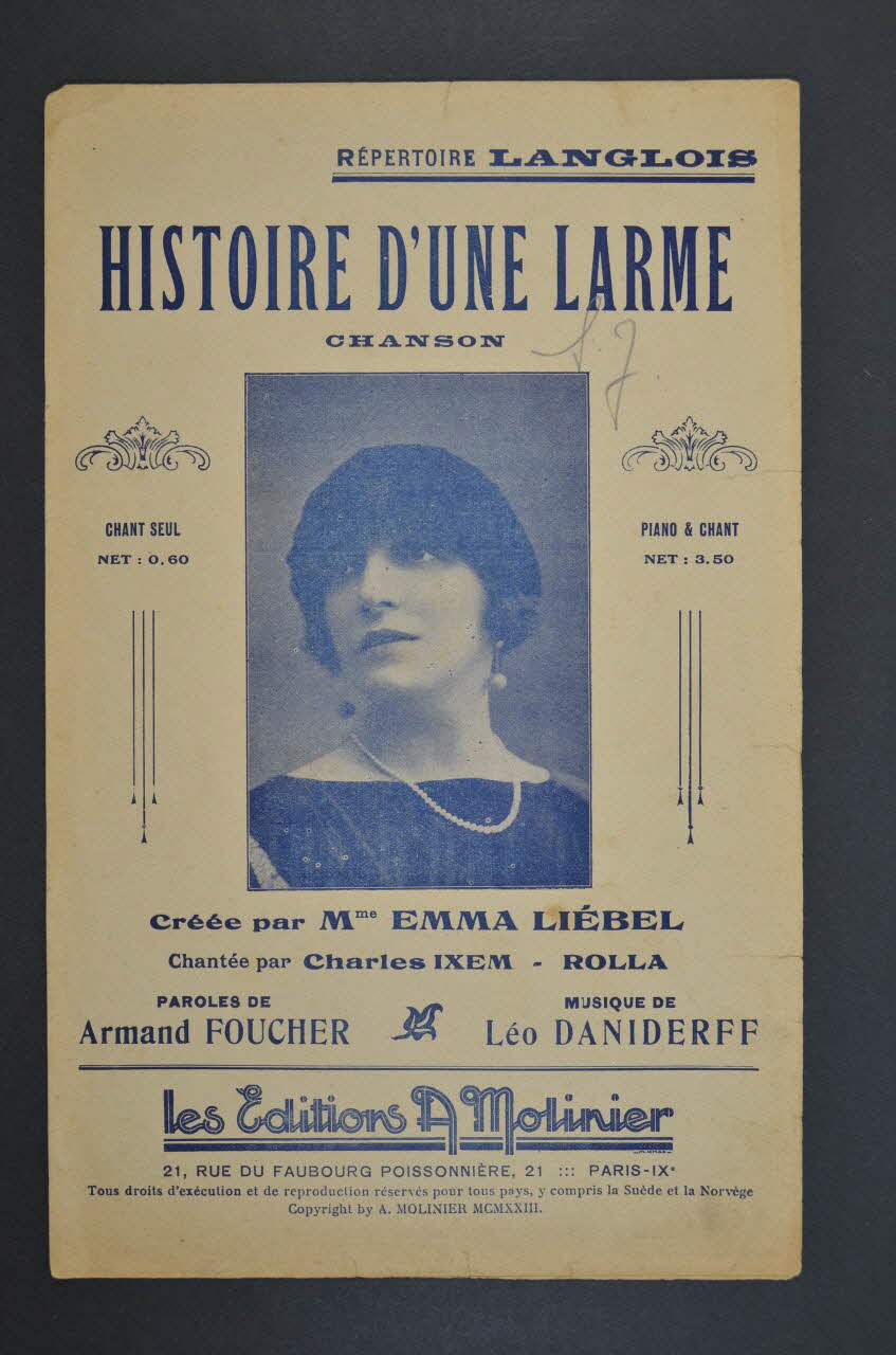 Léo Daniderff ; Armand Foucher ; Emma Liébel ; A. Molinier chanson petit format 1923 1965.136.129 Photo Mucem