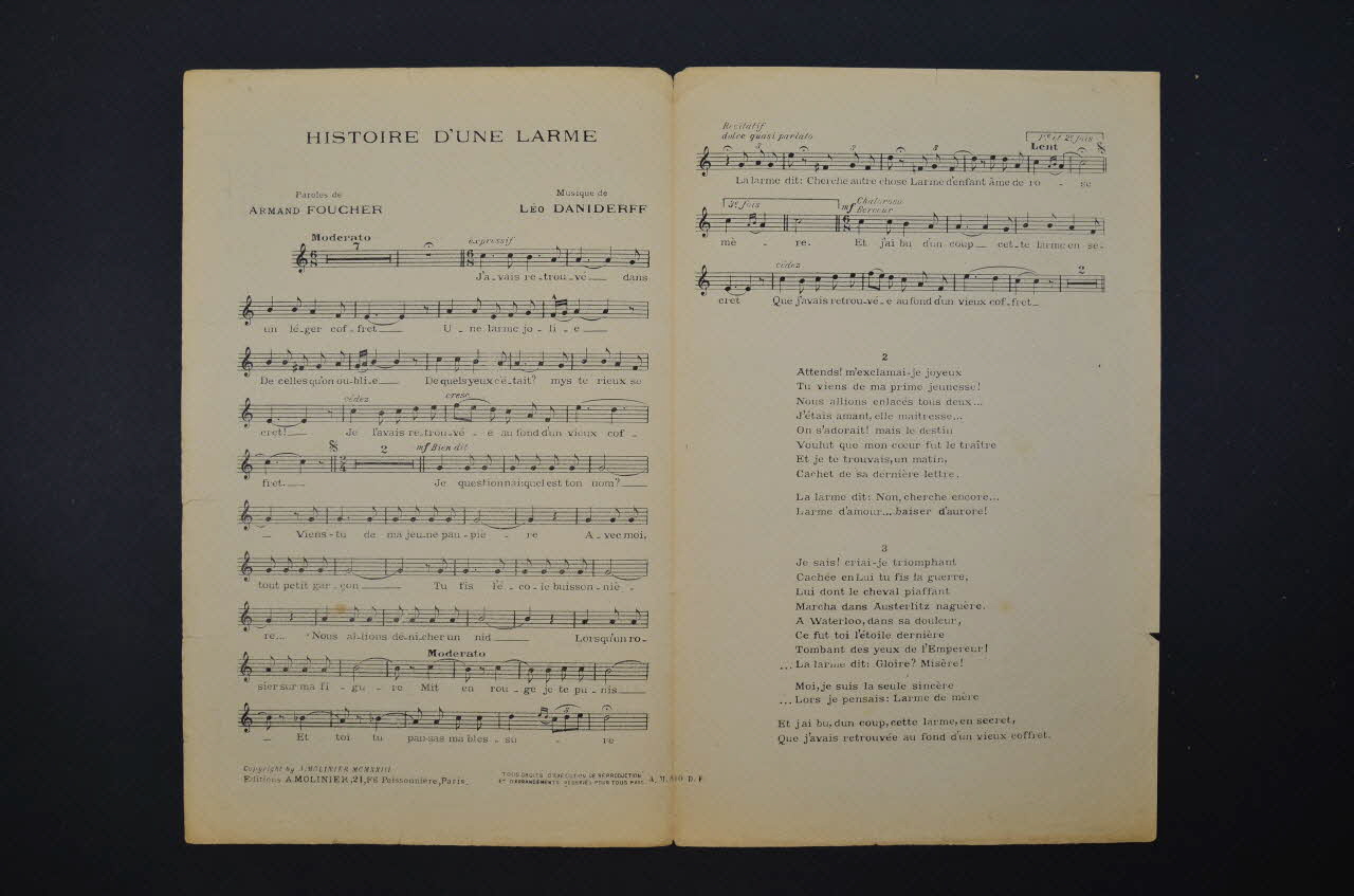 Léo Daniderff ; Armand Foucher ; Emma Liébel ; A. Molinier chanson petit format 1923 1965.136.129 Photo Mucem