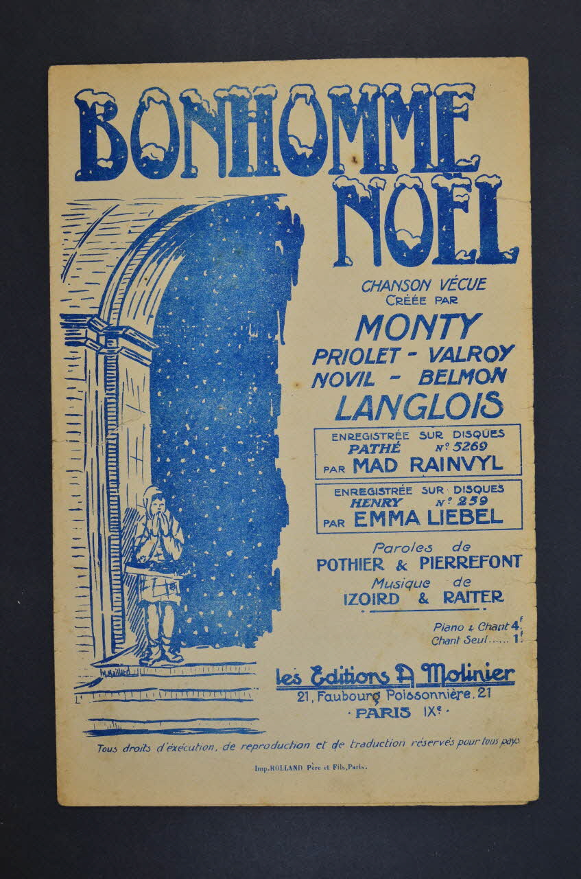 Léon Raiter ; Louis Izoird ; Charles-Louis Pothier ; Pierre Font ; Monty ; A. Molinier chanson petit format 1924 1965.136.15 Photo Mucem