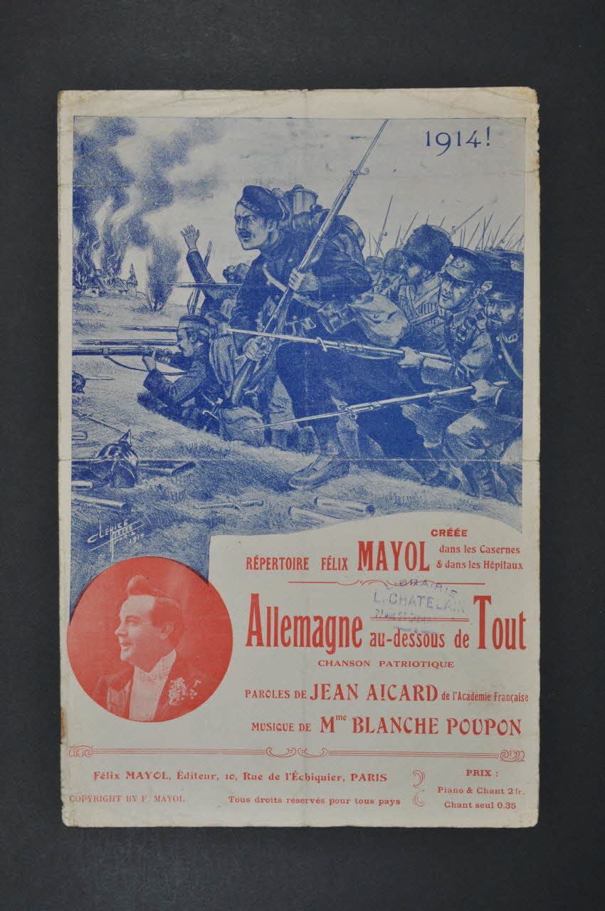 Jean Aicard ; Blanche Poupon ; Félix Mayol ; Mayol chanson petit format 1914 1966.121.279 Photo Mucem