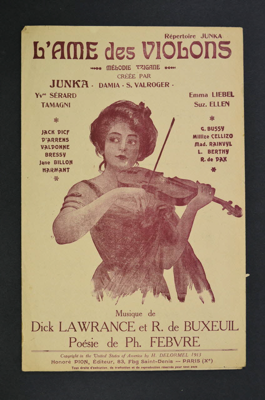 René De Buxeuil ; Ph Febvre ; Dick Lawrence ; Léonce Junka ; Damia ; Suzanne Valroger ; Honoré Pion chanson petit format 1913 1965.136.29 Photo Mucem