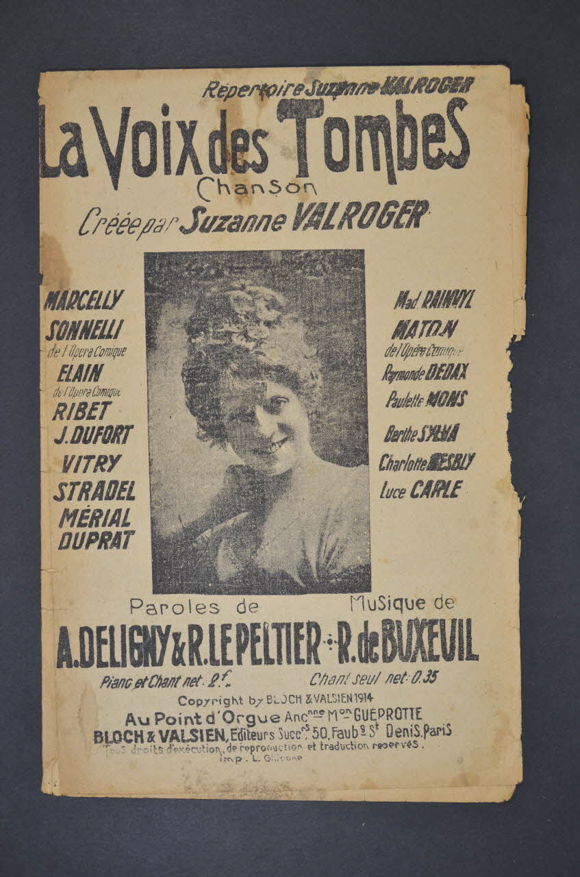 Albert Deligny ; René De Buxeuil ; Raoul Le Peltier ; Suzanne Valroger ; Bloch & Valsien; chanson petit format 1914 1965.136.30 Photo Mucem