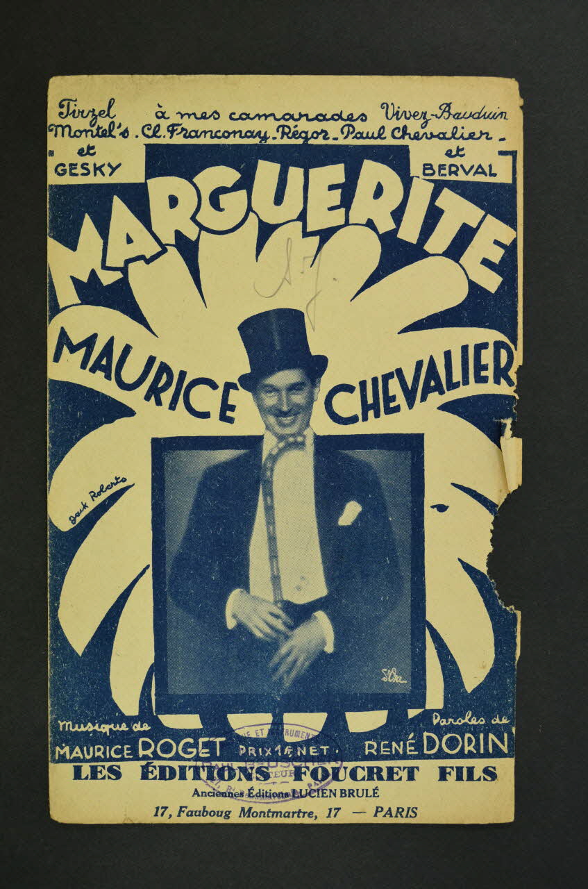 Maurice Roget ; René Dorin ; Maurice Chevalier ; Foucret Fils; chanson petit format 1927 1965.136.32 Photo Mucem