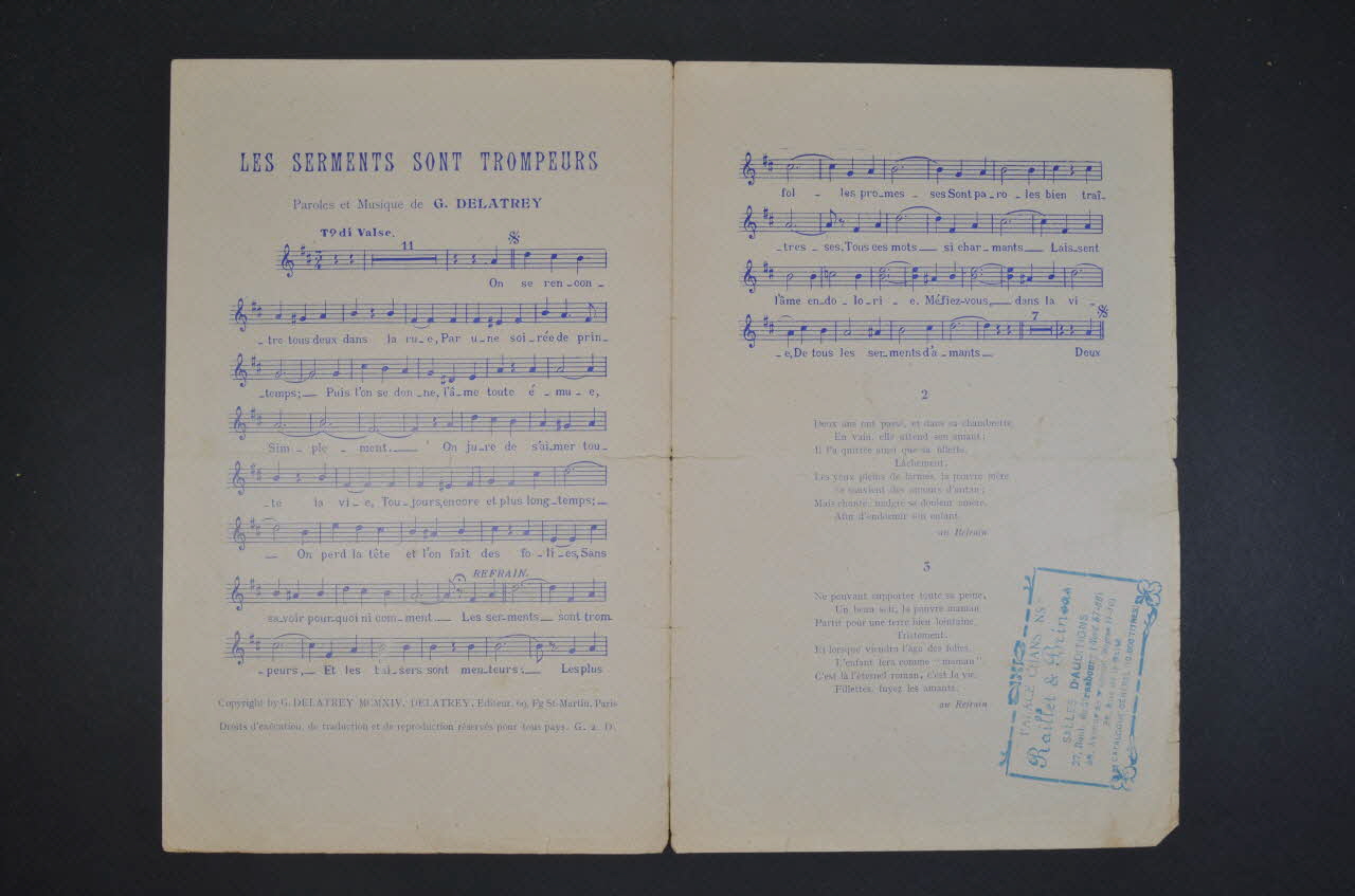 G. Delatrey ; Marcellus ; Christ'yan ; Aux Succès Modernes; chanson petit format 1914 1966.121.44  Photo Mucem