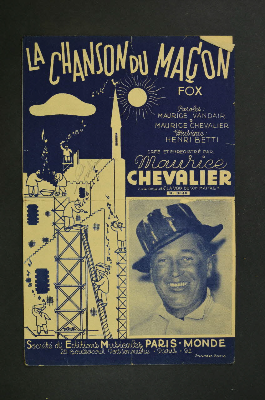 Maurice Chevalier ; Maurice Vandair ; Henri Betti ; Paris-Monde; chanson petit format 1941 1965.136.45 Photo Mucem