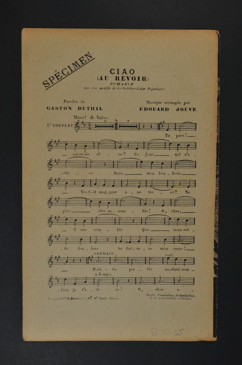 chanson petit format 1966.121.55 Photo Mucem
