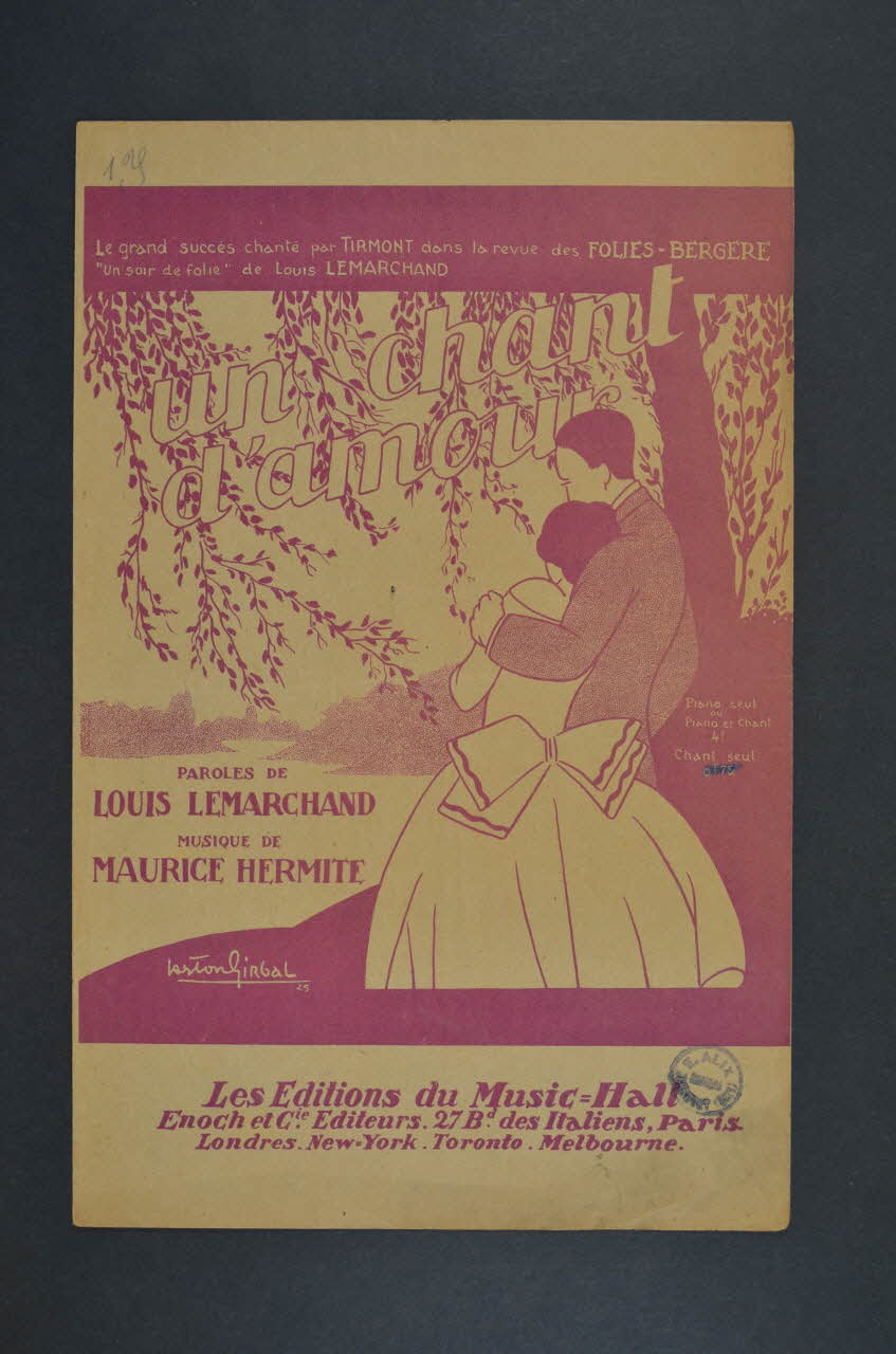 Louis Lemarchand ; Maurice Hermite ; Enoch & Cie chanson petit format 1925 1966.121.58 Photo Mucem