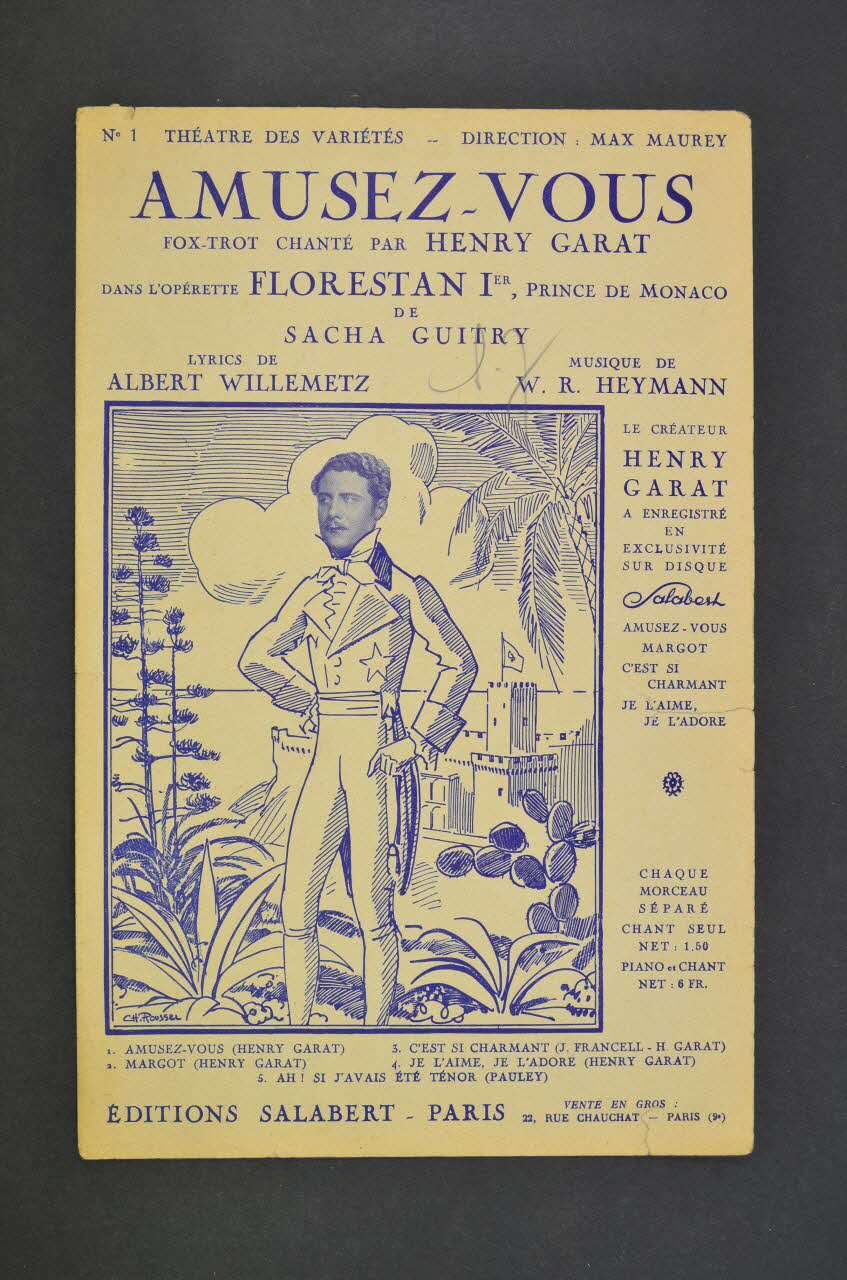 Werner-Richard Heymann ; Albert Willemetz ; Henri Garat ; Salabert chanson petit format 1934 1965.136.76 Photo Mucem
