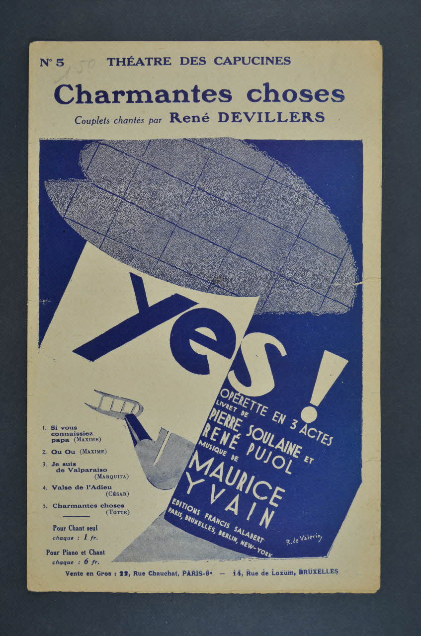 René Pujol ; Pierre Soulaine ; Maurice Yvain ; René Devillers chanson petit format 1928 1965.136.88 Photo Mucem