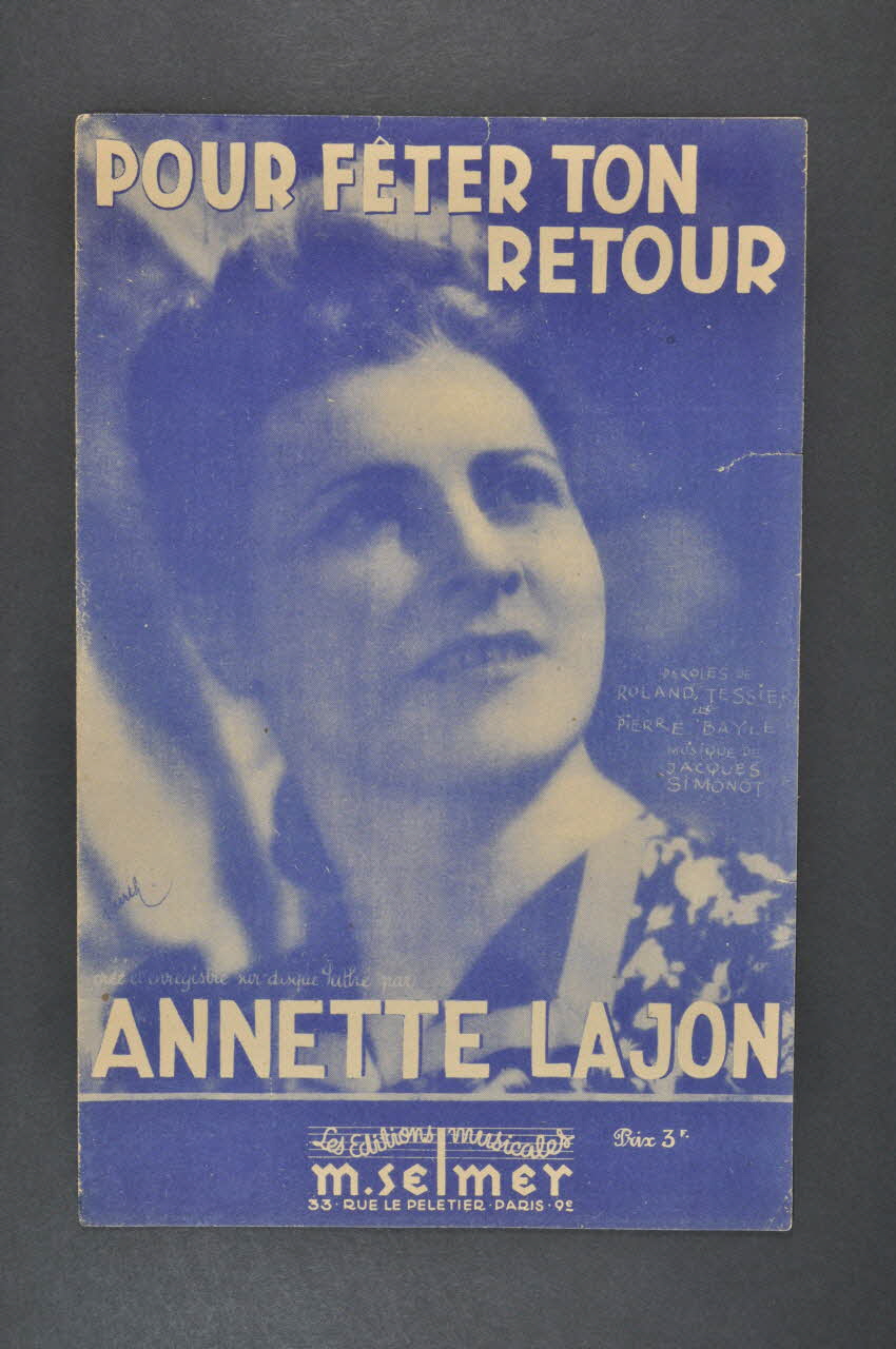 Pierre Bayle ; Roland Tessier ; Jacques Simonot ; Annette Lajon ; Selmer; chanson petit format 1943 1965.136.94 Photo Mucem