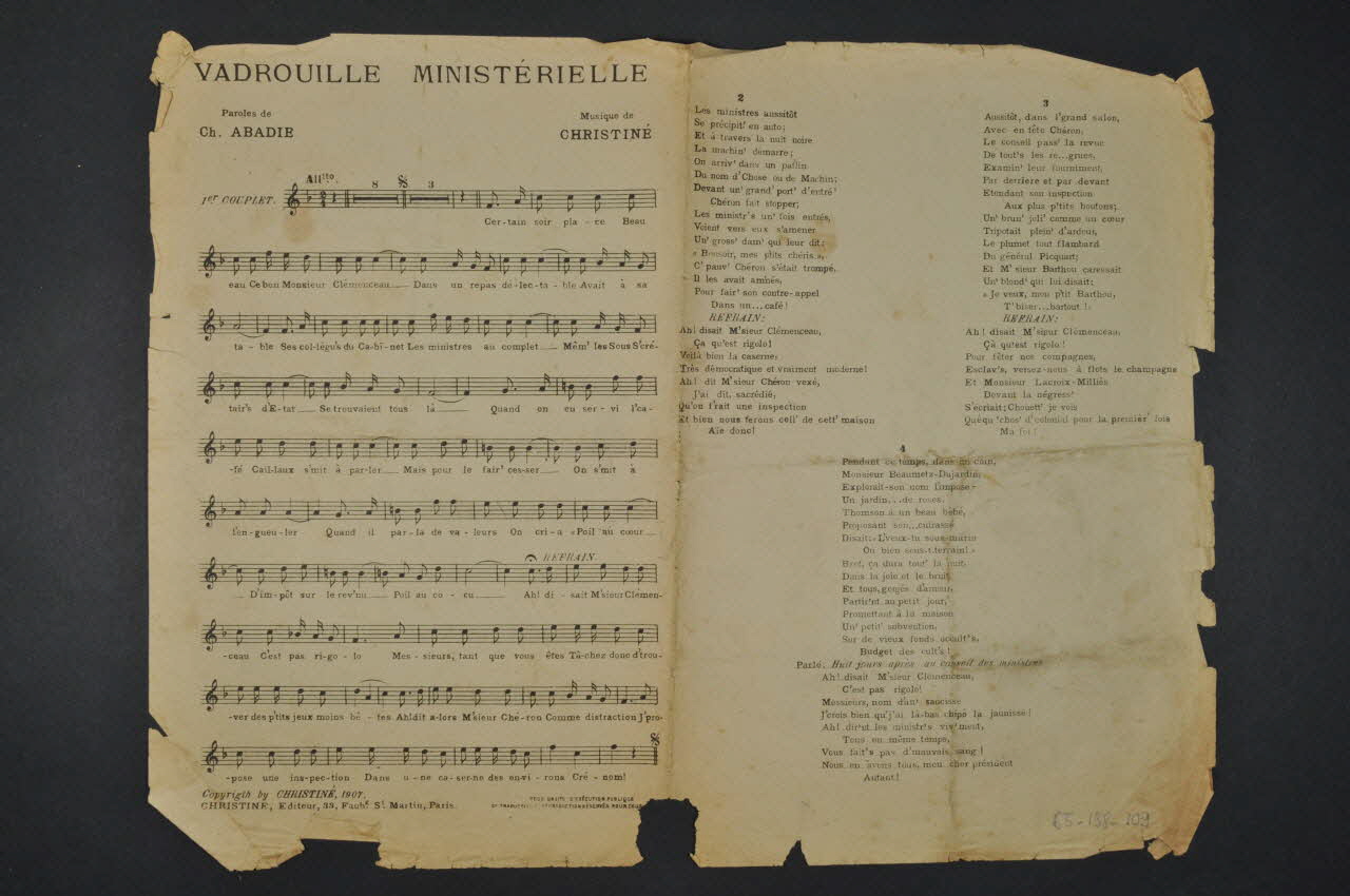 Henri Christiné ; Charles-Albert Abadie chanson petit format Île-de-France, France 1907 1965.138.109 Photo Mucem