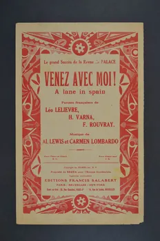 Carmen Lombardo ; Al Lewis ; Léo Fils Lelièvre ; Fernand Rouvray ; Henri Varna ; Francis F. Salabert chanson petit format 1926 1966.123.25 Photo Mucem