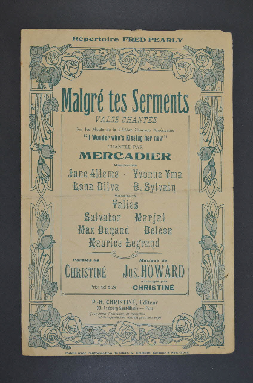 Henri Christiné ; Jos Howard ; Emile Mercadier chanson petit format 1913 1966.123.27 Photo Mucem