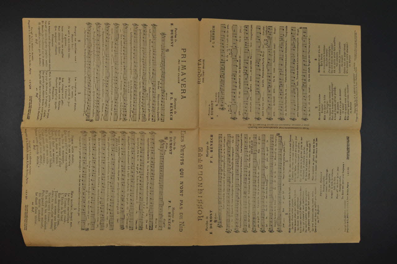 Vincent Telly ; Ferdinand Louis Bénech ; Eugène Gavel ; Ernest Dumont chanson petit format 1914 1965.138.157 Photo Mucem