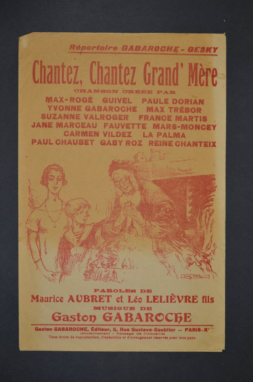 Maurice Aubret ; Gaston Gabaroche ; Léo Fils Lelièvre chanson petit format Île-de-France, France 1926 1966.123.67 Photo Mucem