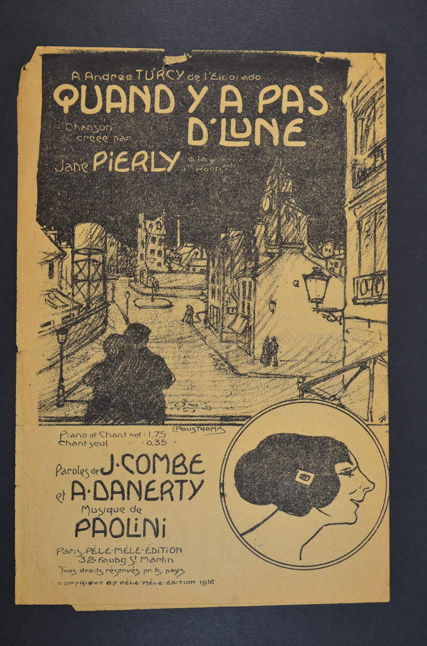 A. Danerty ; Jules Combe ; Polini ; Jane Pierly ; Pêle-Mêle Edition; chanson petit format Île-de-France, France 1912 1965.138.24 Photo Mucem