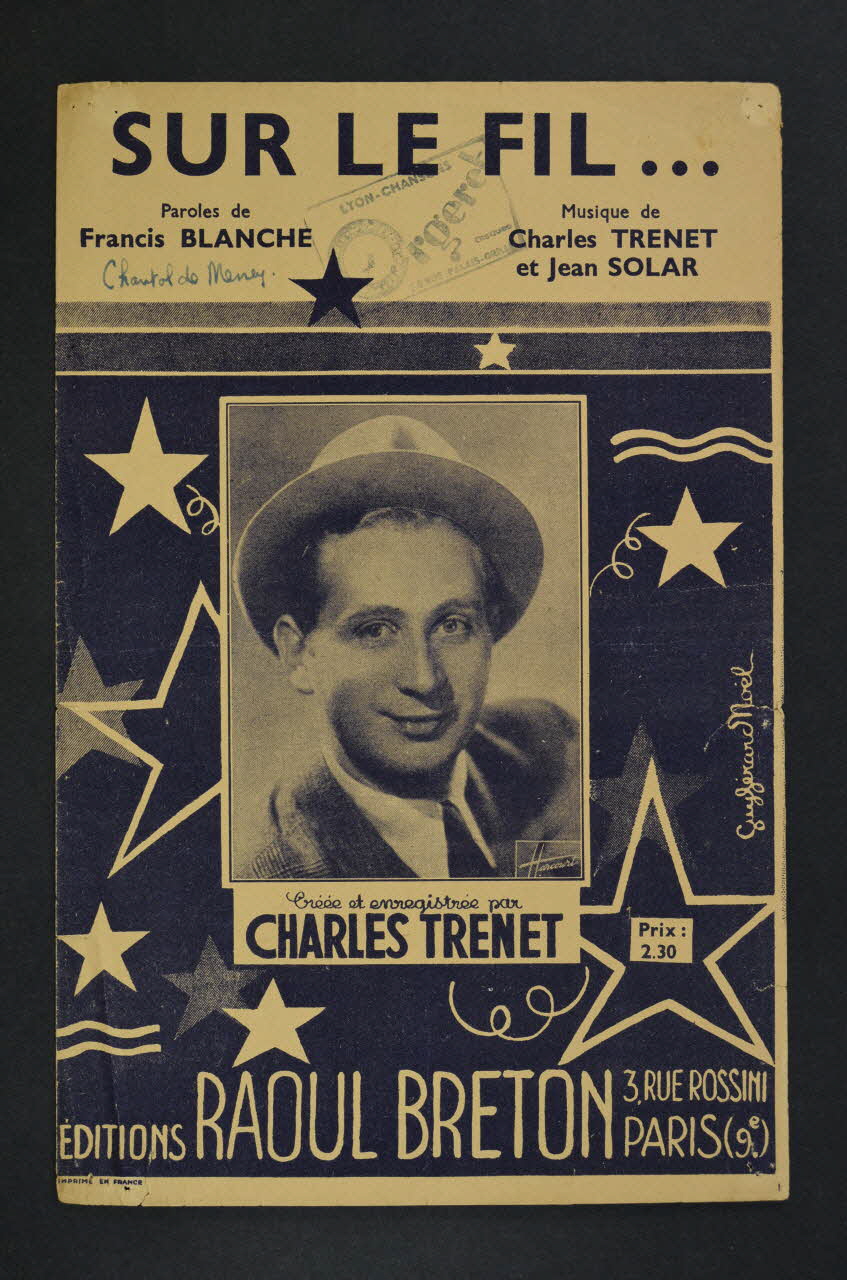 Francis Blanche ; Charles Trénet ; Jean Solar ; Raoul Breton chanson petit format Île-de-France, France 1941 1966.124.11 Photo Mucem