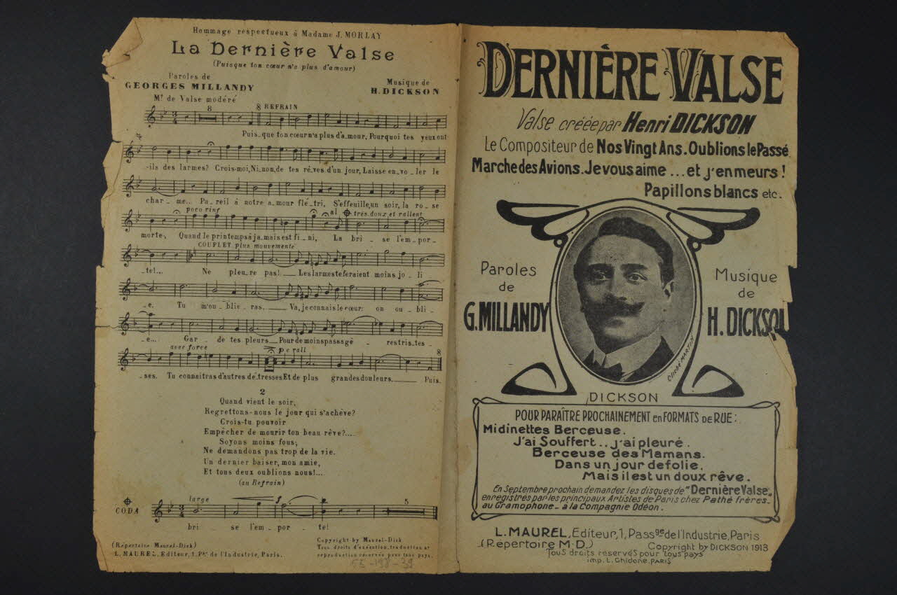 Georges Millandy ; Henri Dickson ; Louis Maurel chanson petit format Île-de-France, France 1913 1965.138.39 Photo Mucem