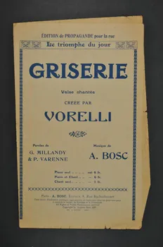 Pierre Varenne ; Georges Millandy ; Vincent Telly ; Auguste Bosc ; Georges Vorelli chanson petit format Île-de-France, France 1927 1965.138.43 Photo Mucem