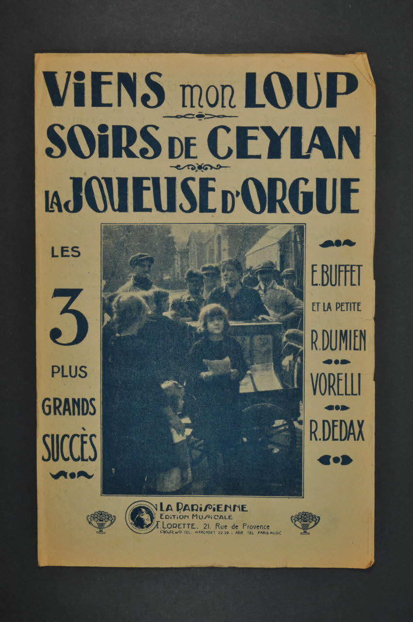 Philippe Goudard ; Ch. Guindani ; Juan Hens ; Charles Burguet ; René De Buxeuil ; Eugénie Buffet ; R. Dumien ; Georges Vorelli ; Raymonde Dedax ; G. Lorette ; La Parisienne, Edition Musicale; chanson petit format Île-de-France, France 1925 1965.138.47 Photo Mucem