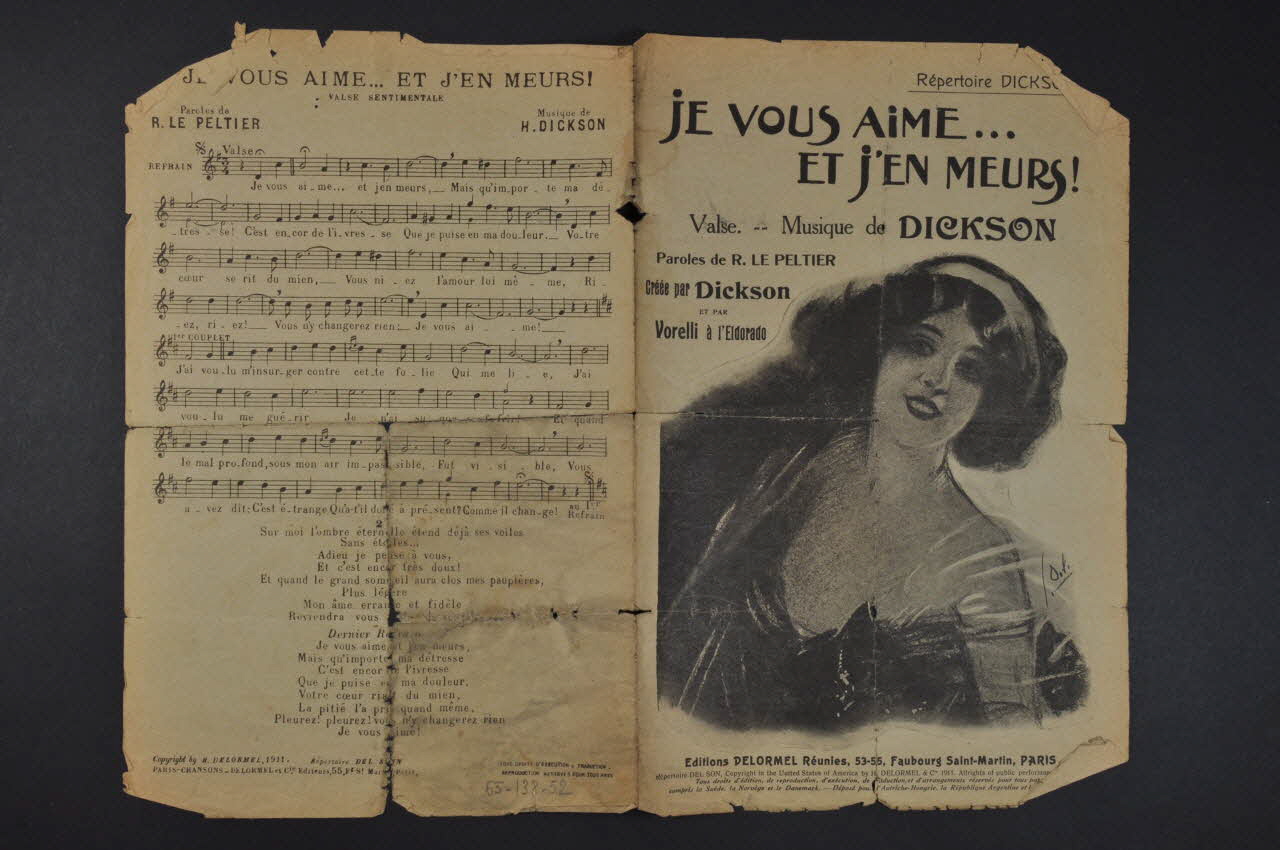 Henri Dickson ; Raoul Le Peltier ; Georges Vorelli ; Delormel Et Cie chanson petit format Île-de-France, France 1911 1965.138.52  Photo Mucem