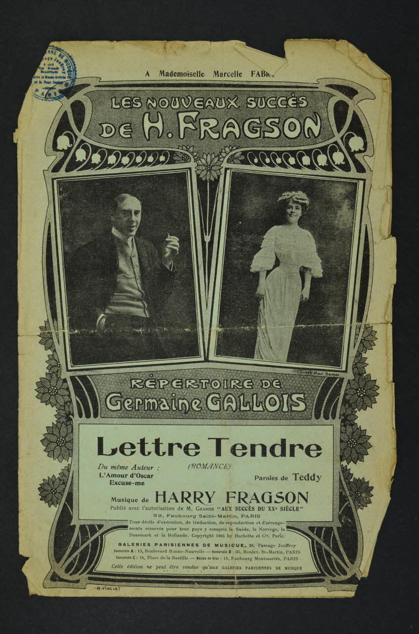 Teddy ; Harry Fragson ; Hachette chanson petit format Île-de-France, France 1905 1965.138.70 Photo Mucem
