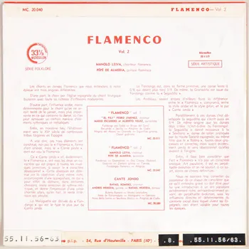 disque 33 tours Fandangos Flamenco MUS1955.11.56-63  Photo