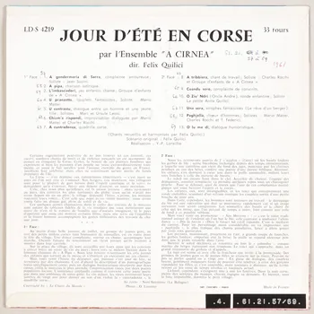 disque 33 tours Jour d'été en Corse MUS1961.21.57-69 Photo