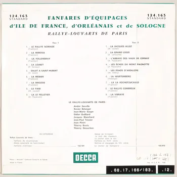 disque 33 tours Fanfares d'équipages d'Ile de France, d'Orléanais et de Sologne MUS1968.17.166-183 Photo