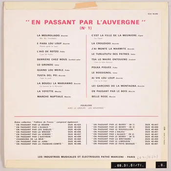 disque 33 tours En passant par l'Auvergne MUS1968.31.51-71 Photo