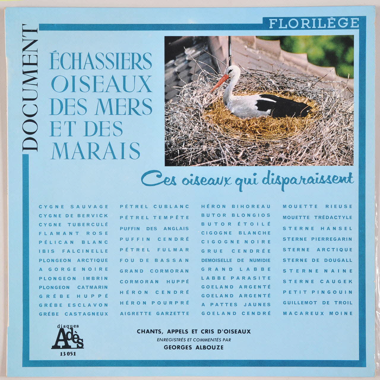 disque 33 tours Echassiers, oiseaux des mers et des marais MUS1969.6.50-96 Photo