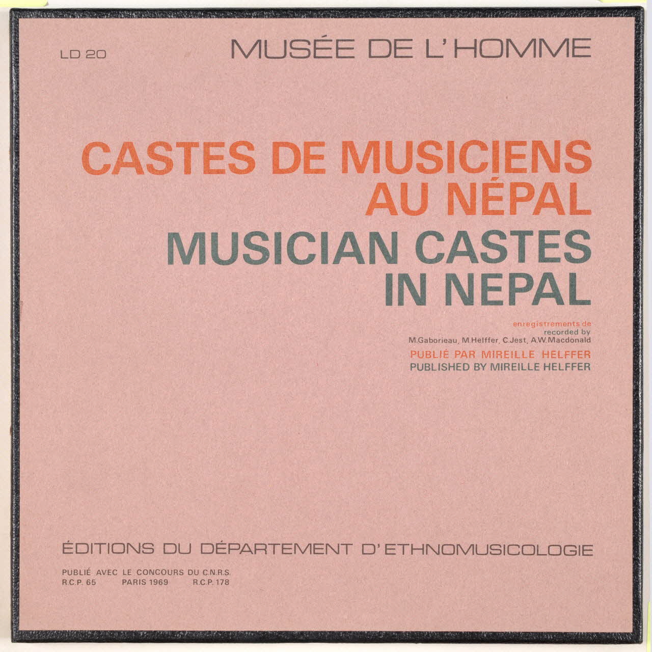 disque 33 tours Castes de musiciens au Népal MUS1970.20.12-20 Photo