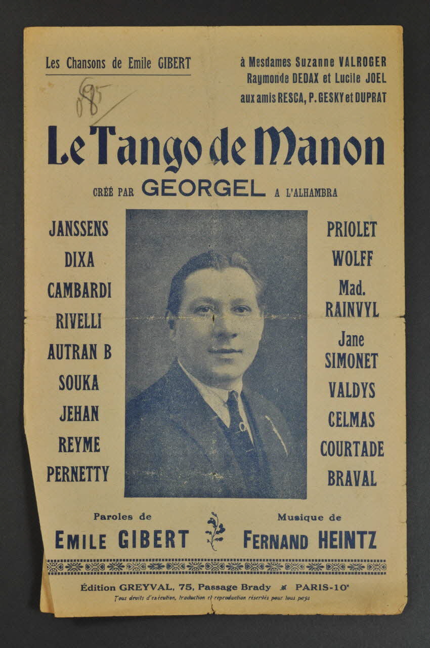 Emile Gibert ; Fernand Heintz ; Georgel ; Edition Greyval; chanson petit format Île-de-France, France 1920 1966.125.22 Photo Mucem