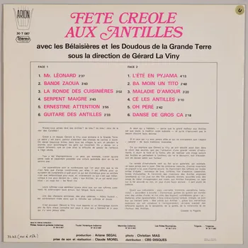 disque 33 tours Fête créole aux Antilles MUS1972.43.141-152 Photo