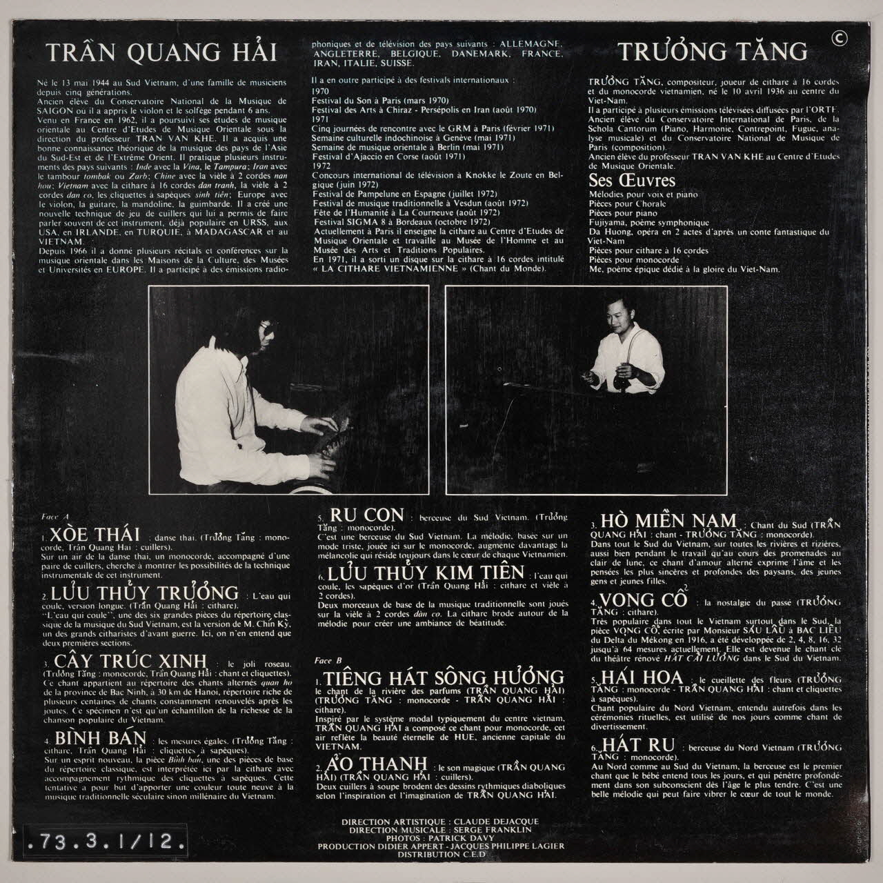 disque 33 tours Tieng hat song huong MUS1973.3.1-12 Photo
